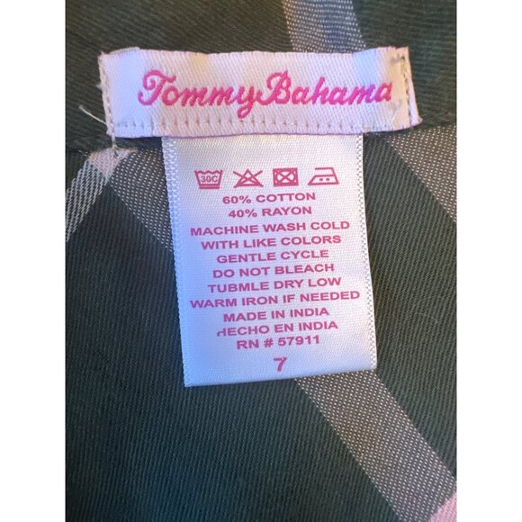 Tommy Bahama Plaid Button-Up Shirt For Girls Size 7 Cotton & Rayon Blend - Picture 2 of 3